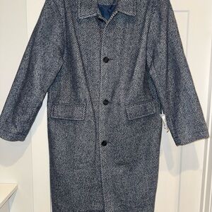 Men's ASOS Herringbone Coat - Blue and Gray